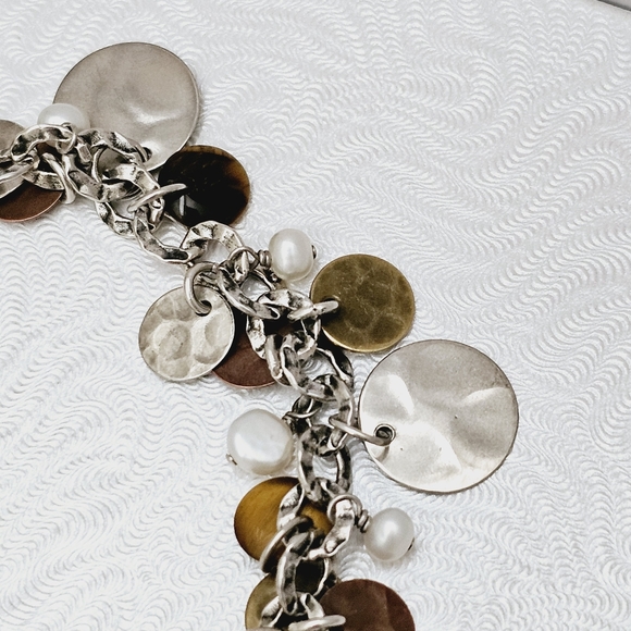 *SALE* Silpada Sterling Silver Bronze Copper Coin Pearl Cha Cha Bracelet B1853 - Picture 10 of 15
